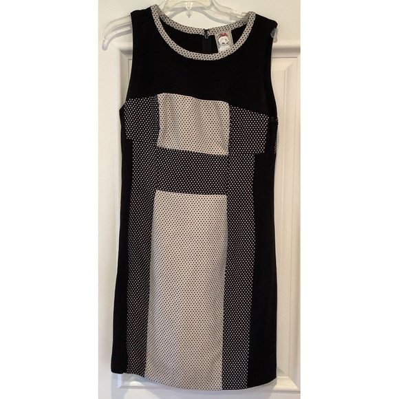 Yoana Baraschi Anthropologie Dress Size 12 Black Ivory Colorblock Sleeveless - Picture 1 of 10